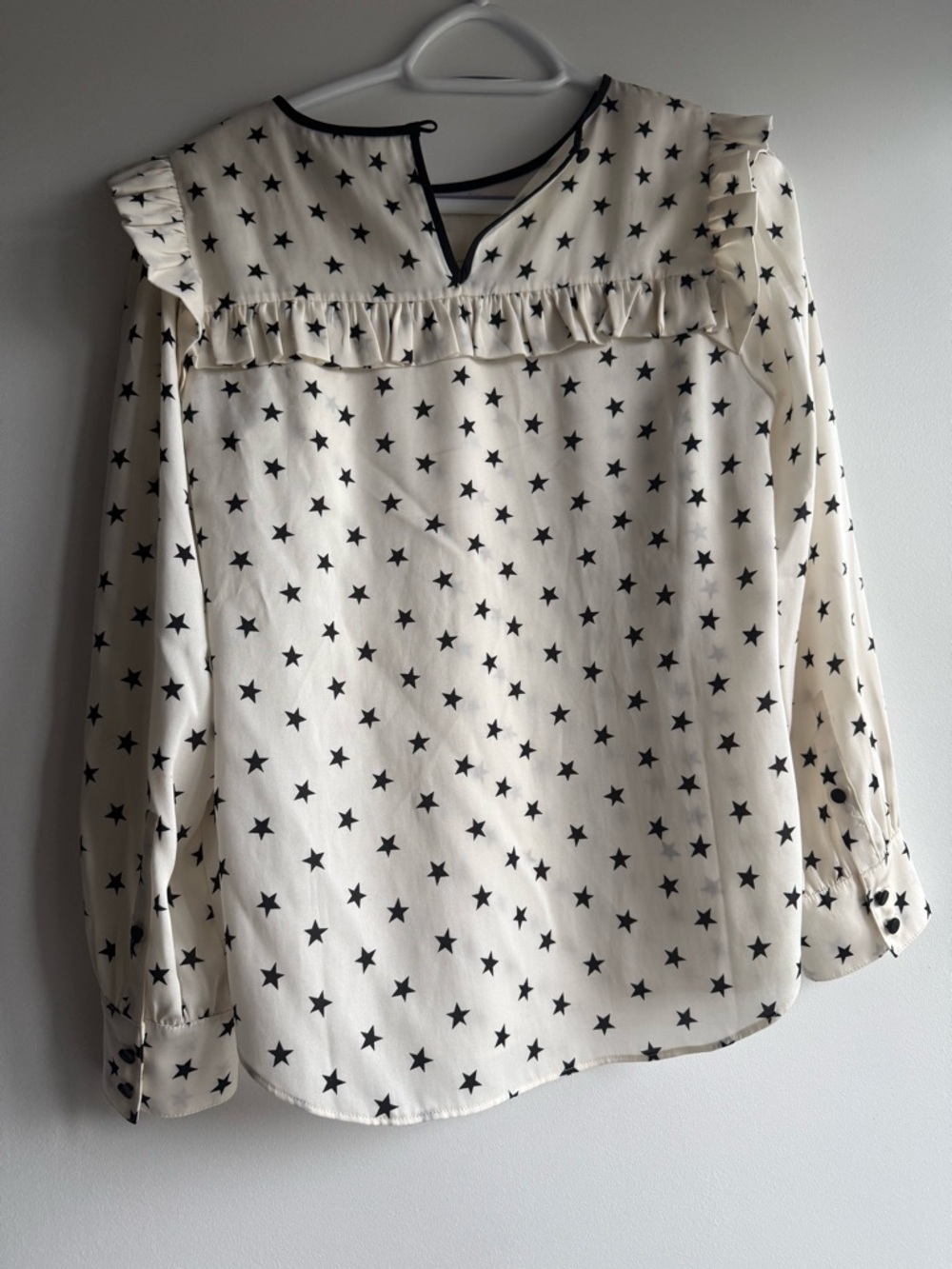 J Crew silk Star-Print Ruffle Blouse - Picture 2 of 6